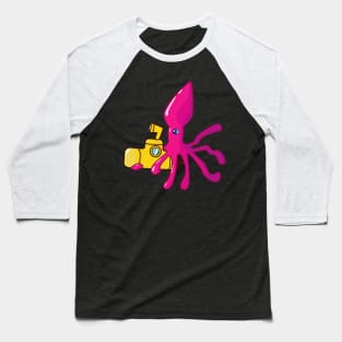 Squid riding in yellow submarine Baseball T-Shirt